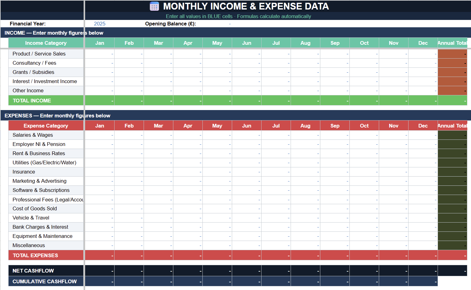Small business cashflow tracker