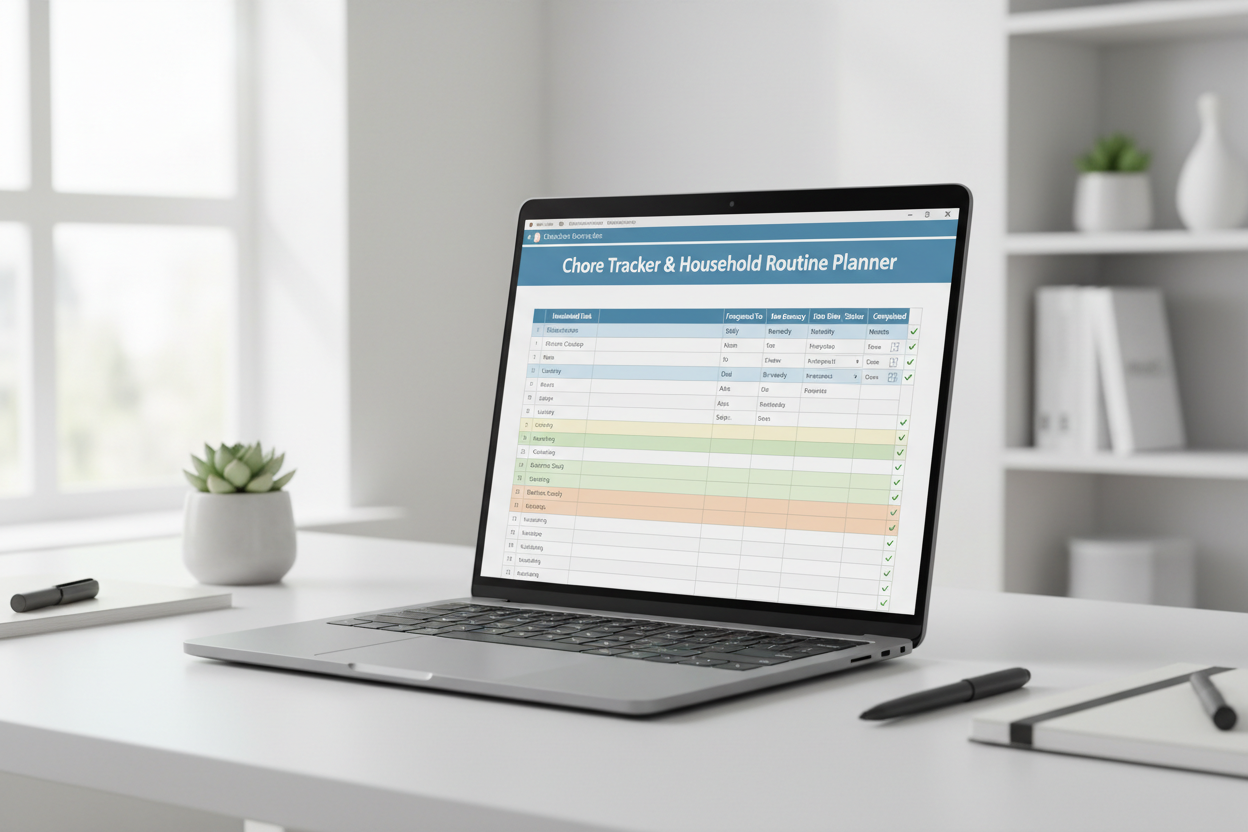 Chore Tracker & Household Routine Planner | Excel Template