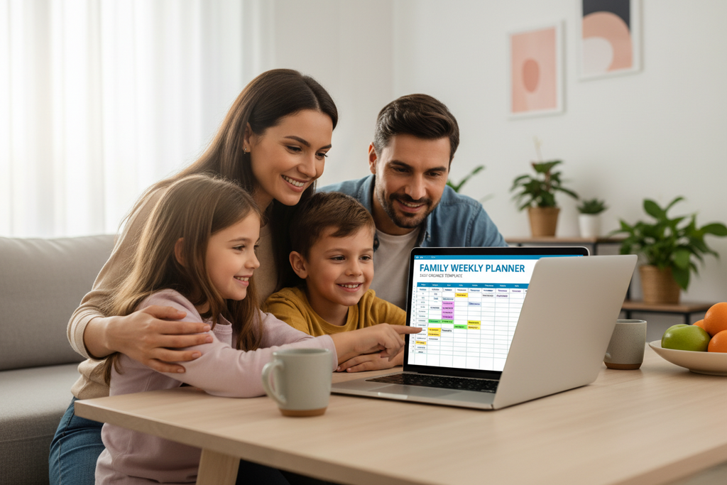 Daily Family Calendar & Schedule Organizer | Excel Template