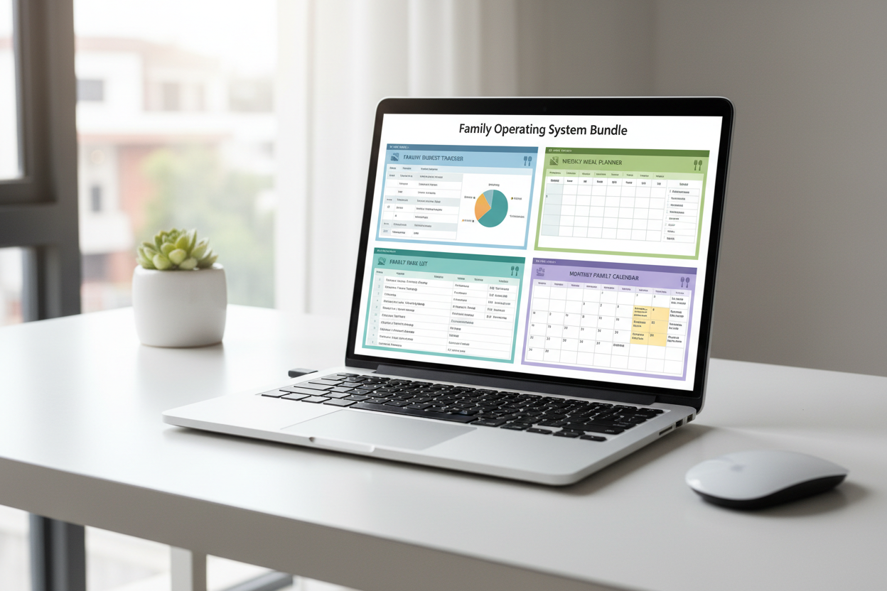 Family Operating System Bundle | 4 Excel Organizer Templates